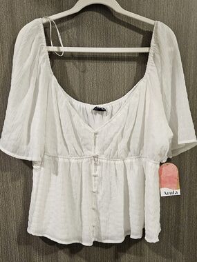 ARULA White Button-Front Peplum Blouse